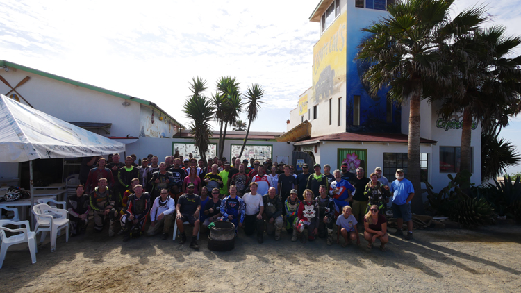 Group photo in front of Coyote Cal's hostel.