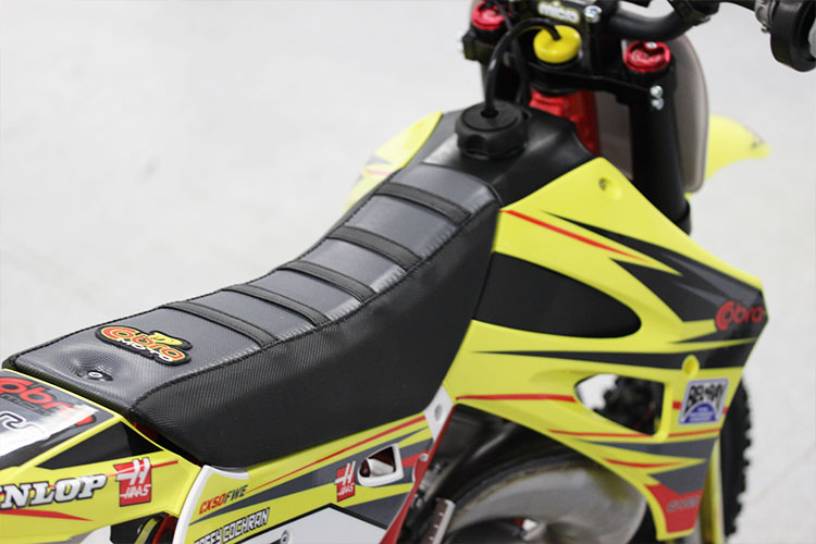 Even the seat gets the ripple strips for added grip, just like a factory bike.