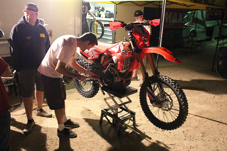 Some final bike prep took place on Friday after riding it to the race all stock. 