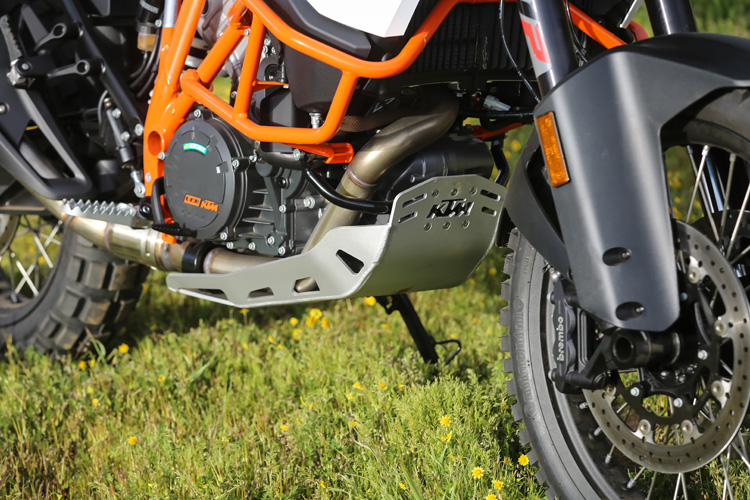 For our mostly off road ride, KTM equipped all of the test bikes with KTM Parts longer footpegs and aluminum skid plates. The pegs are a must-have if you plan on riding a lot in the dirt. 